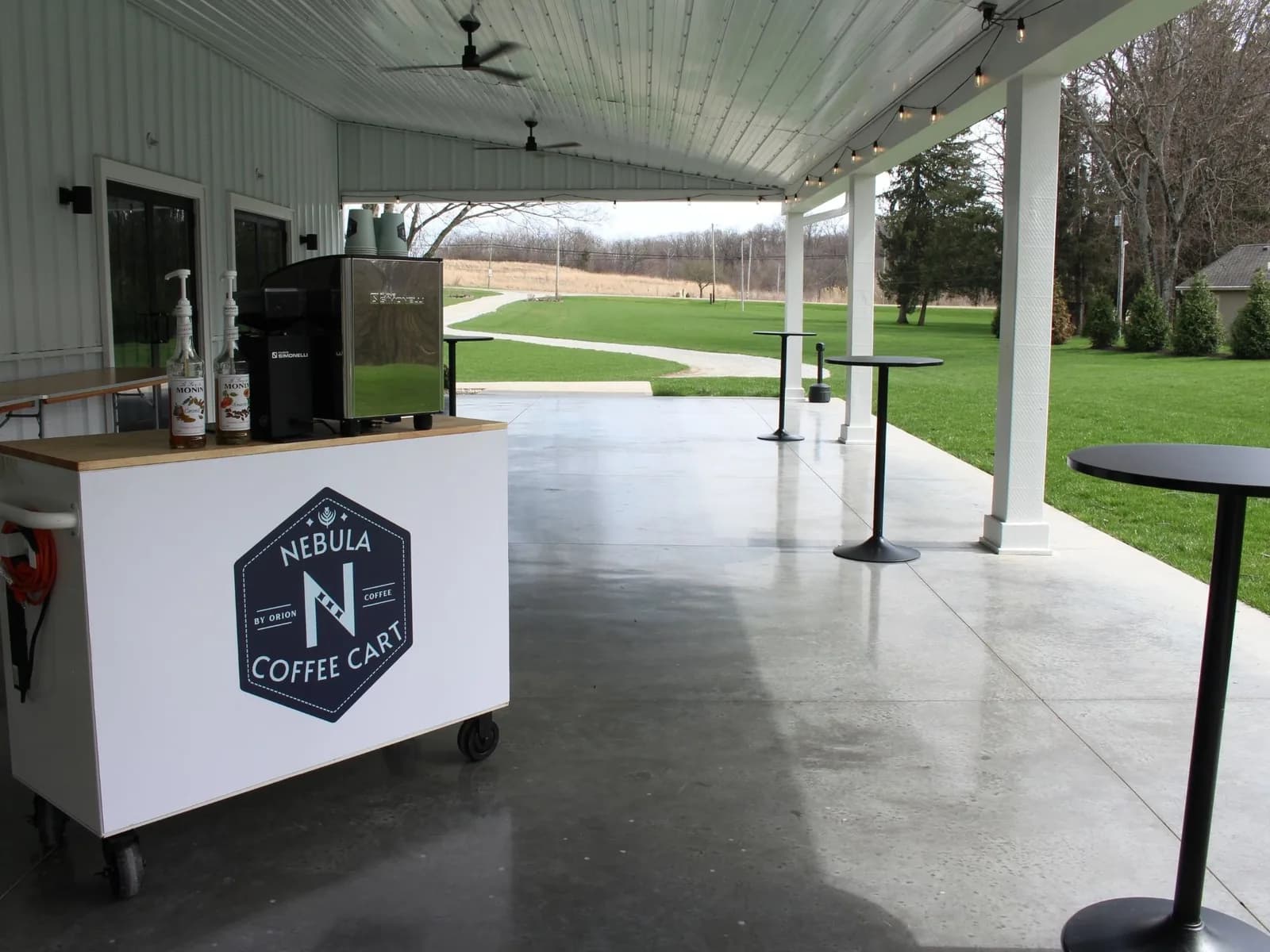 Coffee cart setup at Columbus office event
