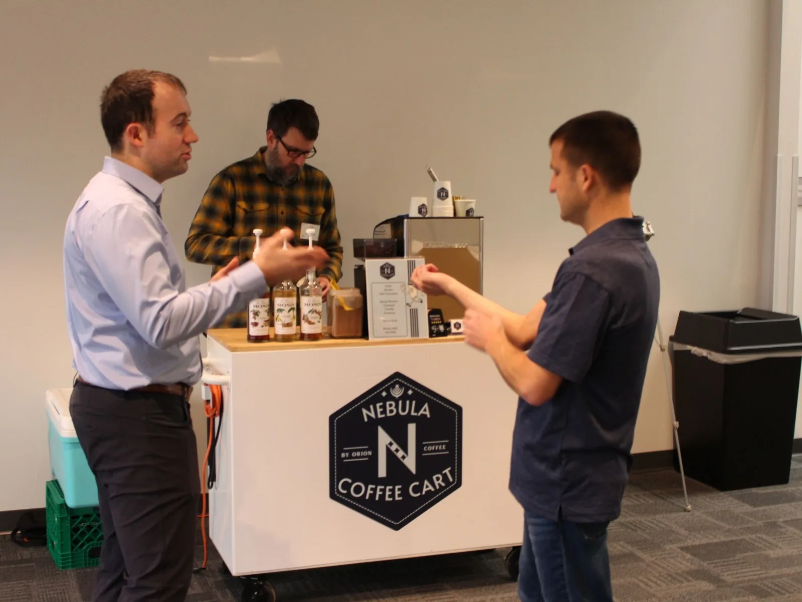 Espresso service for business luncheon