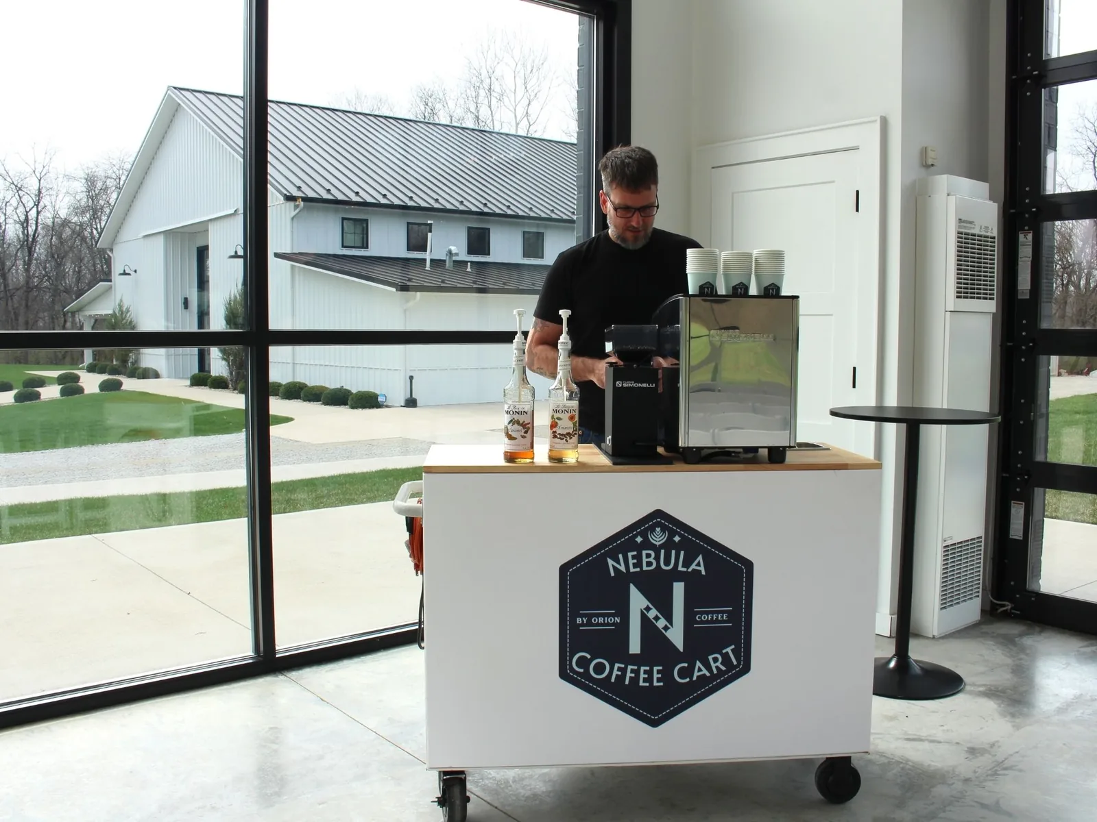 Coffee catering setup for engagement party