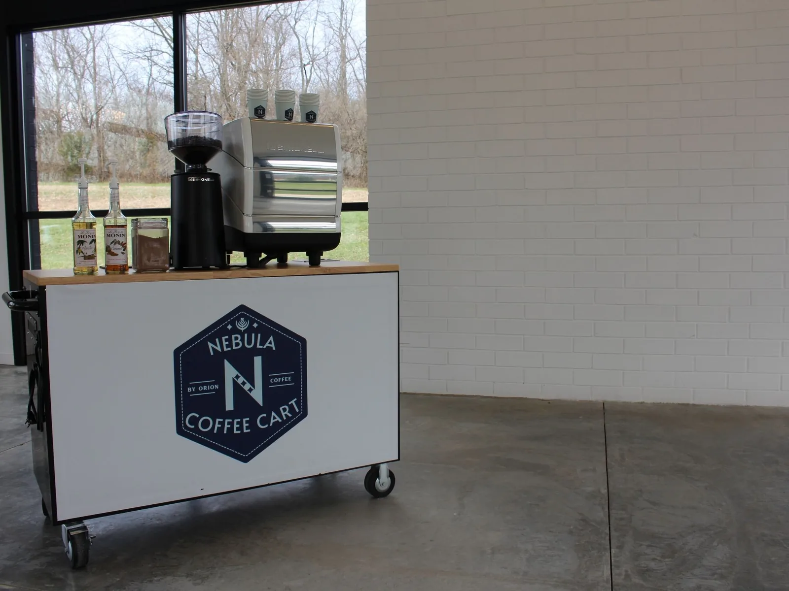 Coffee cart at rehearsal dinner venue