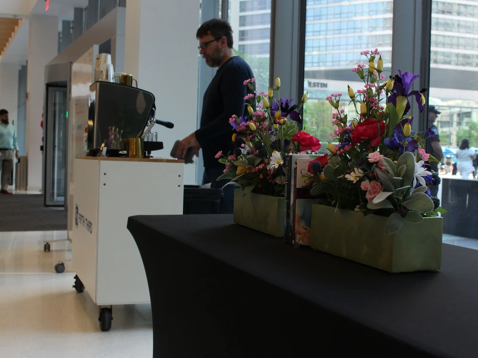 Coffee cart setup at sports venue event