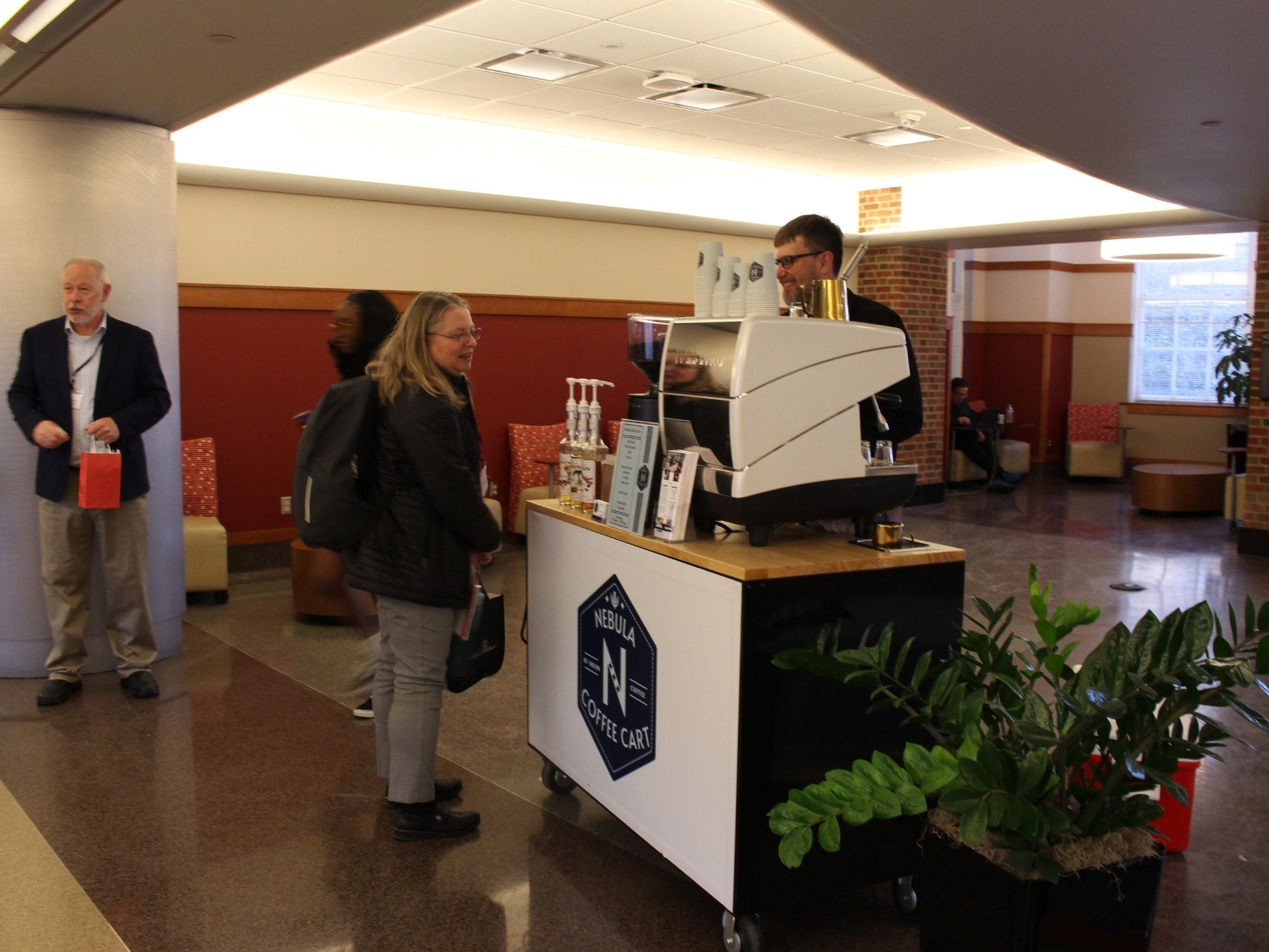 Mobile coffee cart serving at Ohio business event