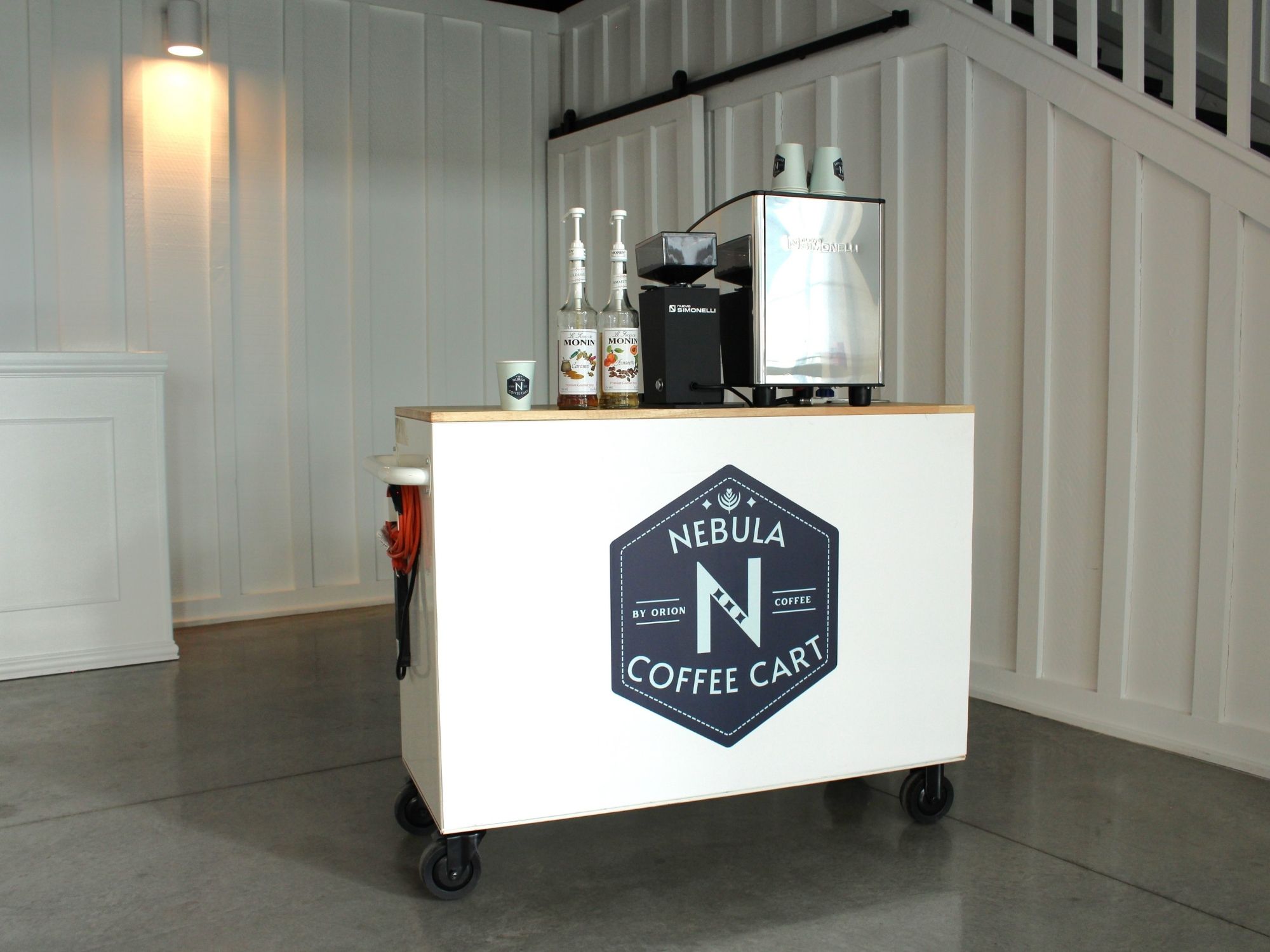 Mobile espresso service for business celebration