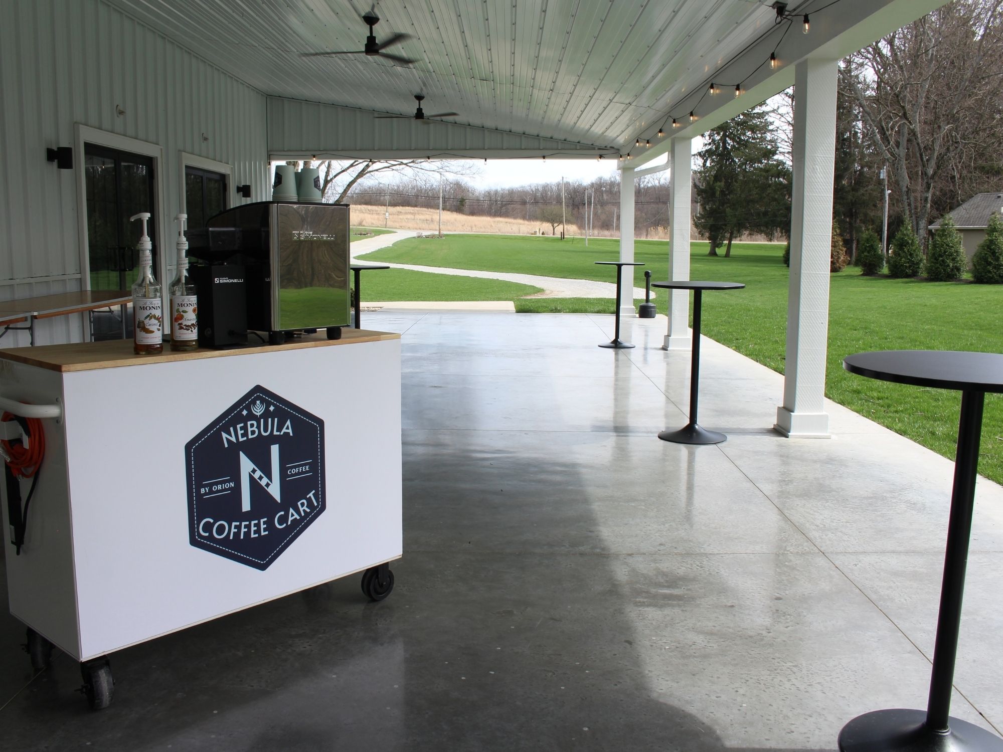 Coffee cart setup at Columbus office event