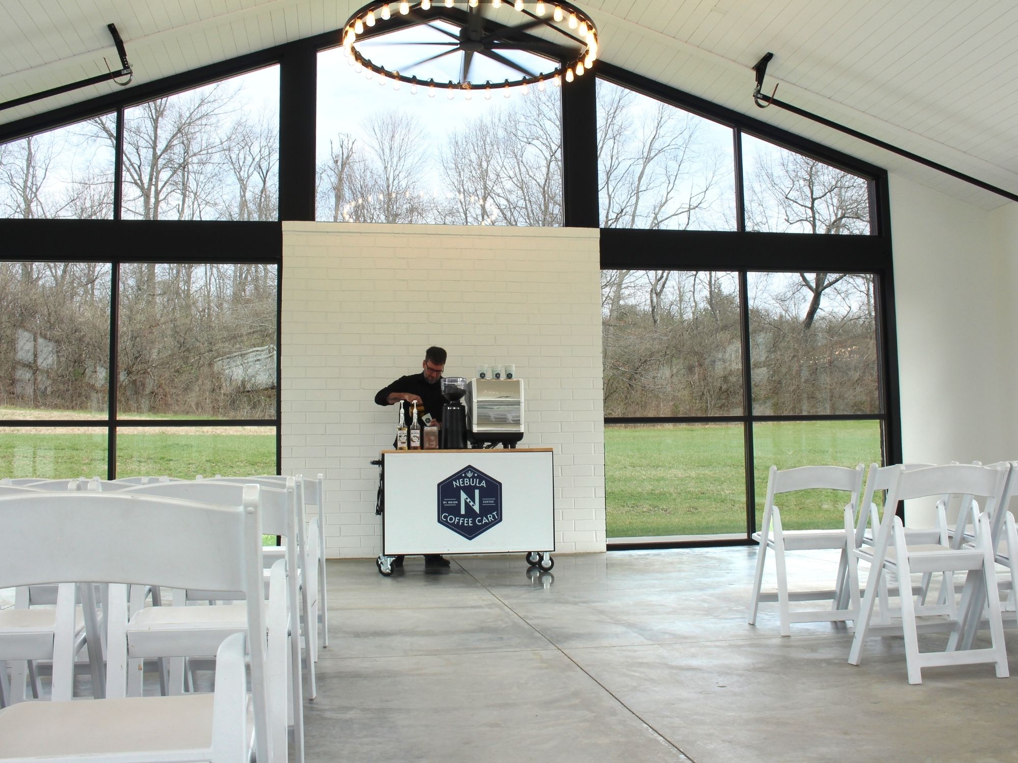 Mobile coffee catering service at wedding reception venue
