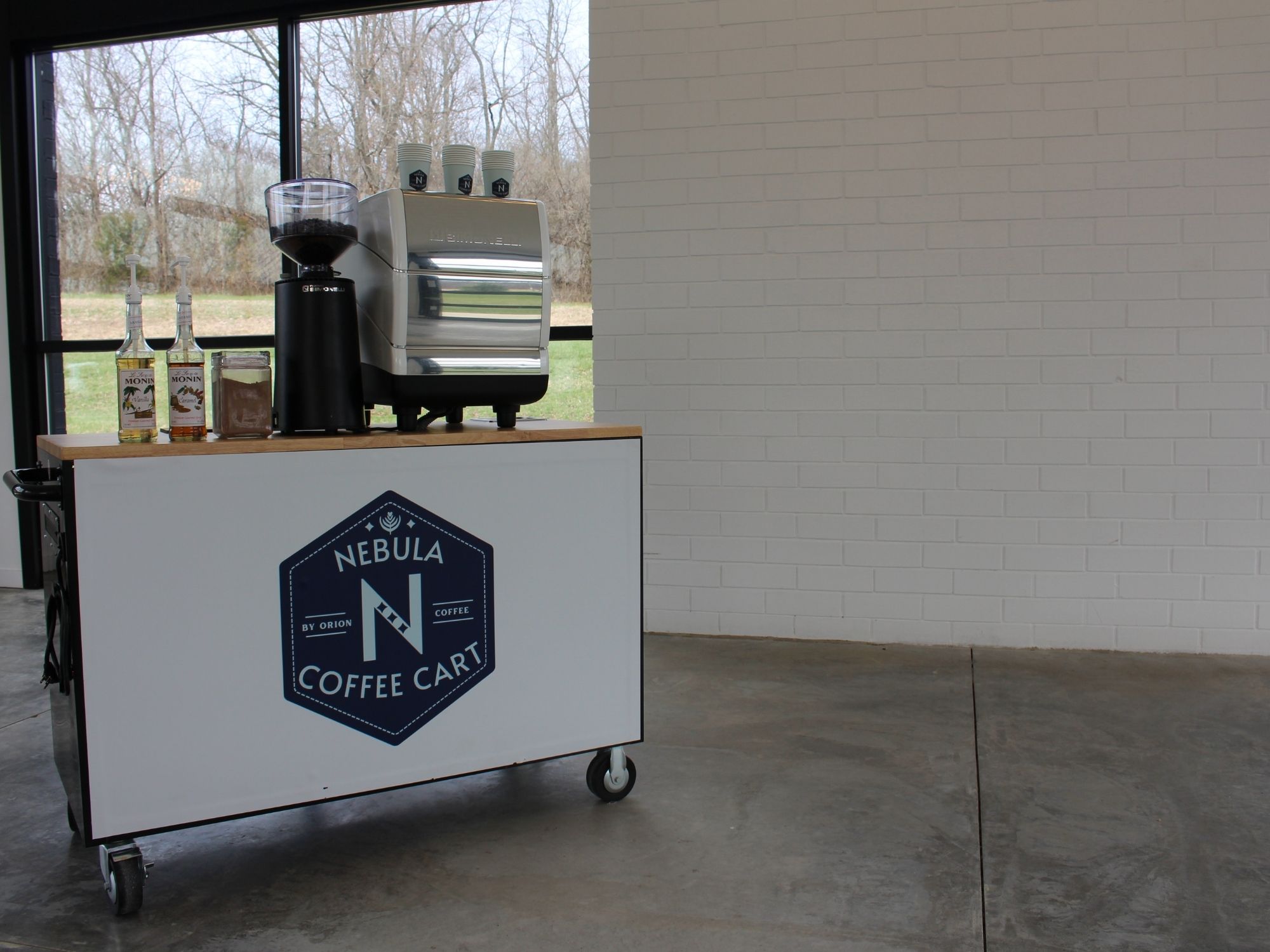 Coffee cart at rehearsal dinner venue