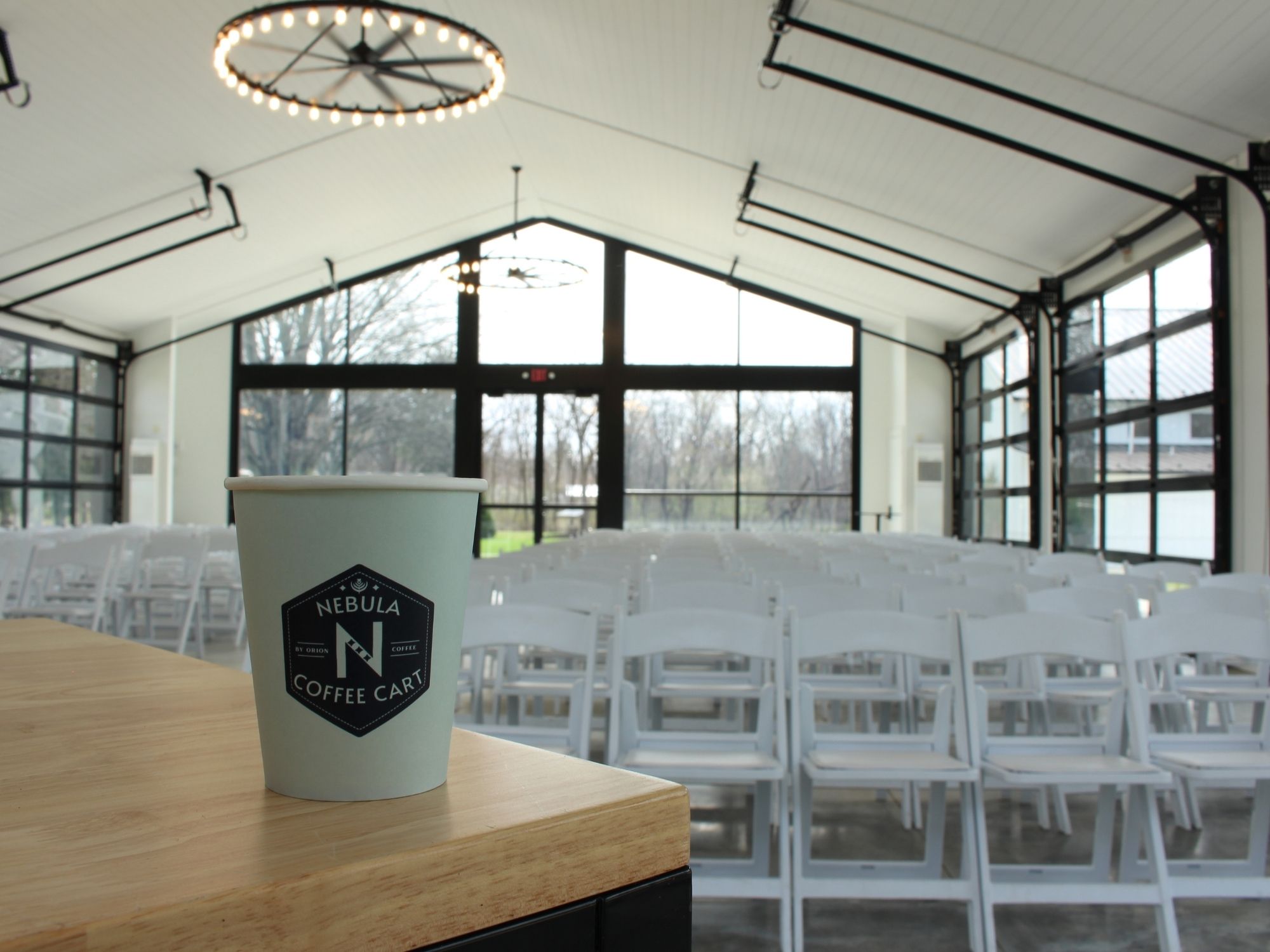 Mobile espresso bar setup for special event