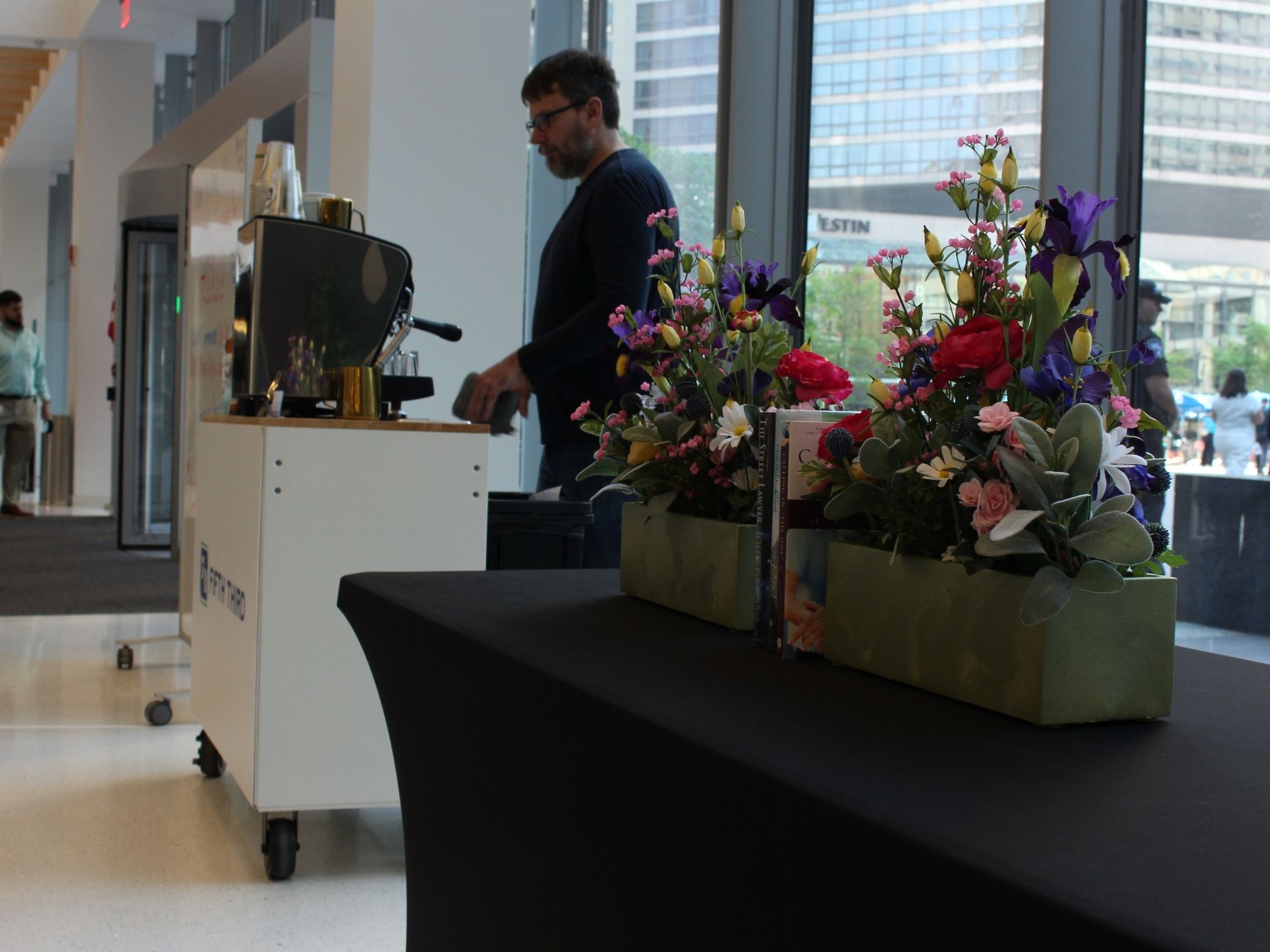 Coffee cart setup at sports venue event